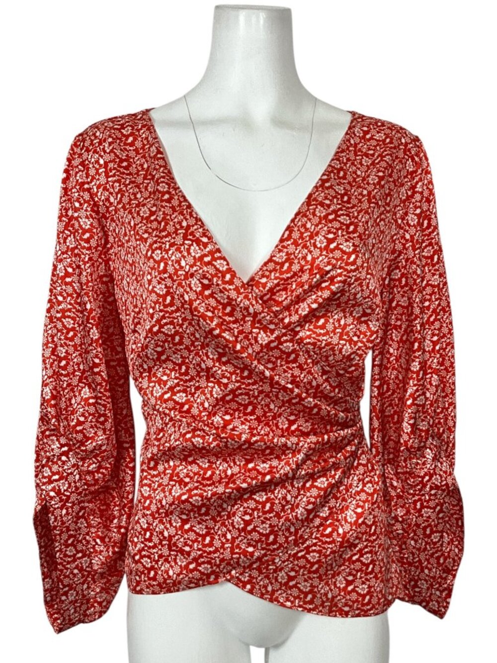 Sachin & Babi Veronica Surplice Blouse 1XL 1X Plus Red Floral